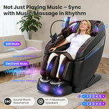 KTENTITO 4D Music Rhythm Massage Chair Full Body, 2026 Unique Sonic Resonance Zero Gravity SL-Track Shiatsu Recliner with Knee Heating Blanket AI Voice Bluetooth Foot Roller Body Scan Airbags G9 Black KTENTITO