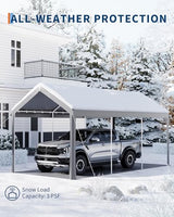 10x20 ft Carport Car Port Canopy with PE Fabric and Galvanized Steel Frame,Outdoor Shelter Waterproof & UV Protected with Windproof Ropes,Ideal for All-Season Tarp for Car, Truck,Grey. ElfinAura