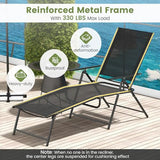 Giantex Lounge Chair Outdoor Set of 2 - Tanning Chair with 6 Adjustable Backrest, 2-Level Footrest, Folding Sunbathing Lounger for Patio, Poolside, Yard, Chaise Lounge Chair, Beach Chair (Black)