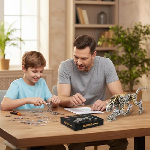 3D Metal Puzzle for Adults,Mechanical Cheetah Puzzle Building Set，3D Metal Model Kit, Brain Teaser Puzzles DIY Assembling for Stress Relief - A Collectible Gift for a man (Cheetah)