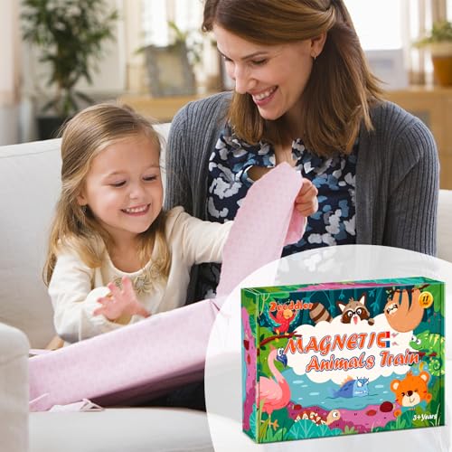 Zeoddler Toys for Toddlers, 11 Magnetic Wooden Animals Train Set, Montessori Toys for Toddlers, Learning Activities, Sensory Toys for Kids, Birthday Gifts for Boys, Girls Zeoddler