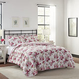 Laura Ashley - Twin Quilt Set, Reversible Cotton Bedding with Matching Sham, Lightweight Home Decor for All Seasons (Lidia Pink, Twin) Laura Ashley