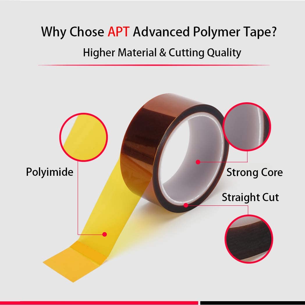 APT, 1 mil Thick Polyimide Adhesive Tape, HighTemperature and Heat Tape, for Masking, Soldering, Electrical, 3D Printer Application. (3" x 36 yds) - WoodArtSupply