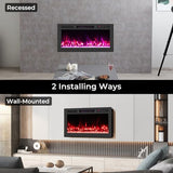 Tangkula 36 inches Smart Electric Fireplace,Recessed & Wall-Mounted 1500W Fire Place with 12 Flame & Ember Bed Colors, 12H Timer, Remote & APP Control, Alexa & Google Assistant Compatible Tangkula
