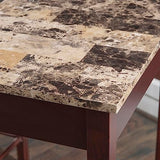 Linon Brown 3-Piece Table Faux Marble Tavern Set, 42" w x 22.25" d x 36" h Linon