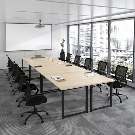 Bonzy Home 6FT Conference Table, 71" L x 32" W x 30" H Long Rectangle Meeting Table, Modern Seminar Table with Super Sturdy Metal Frame for Office, Natural Bonzy Home