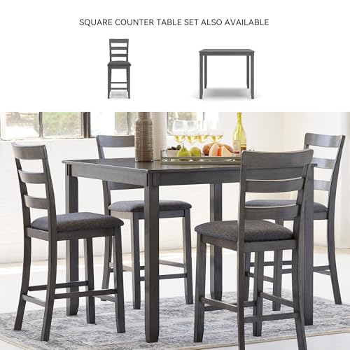 Signature Design by Ashley Bridson 6 Piece Dining Set, Includes Rectangular Dining Table, 4 Ladderback Chairs & Bench, Wood, 36" W x 60.13" D x 30" H, Gray Signature Design by Ashley