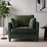 Landassy Home Luxury Oversized Accent Chair, 40.9" Upholstered Comfy Piping Single Armchairs with Comfy Tufted Backrest, Wood Legs, 2 Pillows for Living Room, Bedroom, Chenille, Green
