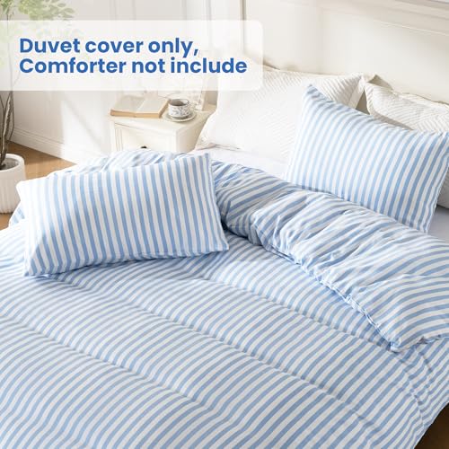 ROSE&RISY Twin Duvet Cover Set, 2 Pieces Soft Bedding Set, Breathable and Cooling,Includes 1 Duvet Cover, 1 Pillow Case (Blue Stripe, Twin) ROSE&RISY