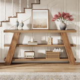 Tribesigns 70.9" Extra Long Console Table with Storage, 3-Tier Narrow Wooden Sofa Table Behind The Couch, Farmhouse Entry Foyer Table for Entryway, Living Room, Hallway, Brown Tribesigns