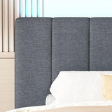 YOPTO Full Size Upholstered Platform Bed with Twin Size Trundle & USB Port,Linen Tufted Bed Frame W/Remote Control LED Light & Stripe Headboard,Wood Slats Support for Bedroom,Apartment,Dark Gray YOPTO