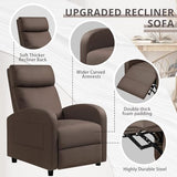 JUMMICO Recliner Chair Adjustable Home Theater Single Recliner Sofa Furniture with Thick Seat Cushion and Backrest Modern Living Room Recliners (Fabric, Brown)