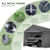 Carport 10x20ft Heavy Duty Canopy,Portable Garage Party Tent,Portable Garage with Removable Sidewalls & Doors All-Season Tarp for Car,Truck,Party Grey Grezone