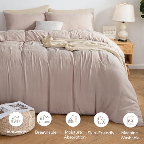 MILDLY Muslin Duvet Cover Twin - 100% Washed Cotton Linen Like Gauze Comforter Cover 2 Pieces Breathable & Lightweight for All Season MILDLY