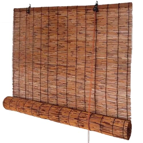 Bamboo Roll-Up Shades for Outdoor Privacy – Cordless Blackout Blinds 24" to 77" Wide - WoodArtSupply