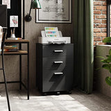 DEVAISE 3 Drawer Wood Mobile File Cabinet, Rolling Filing Cabinet for Letter/A4 Size, Black DEVAISE