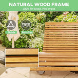 Outsunny Outdoor Rocking Chaise Lounge Chair, S Shape Wooden Rocking Chair with Slatted Seat and High Back, Rocking Patio Lounger for Porch, Backyard, Garden, Light Brown