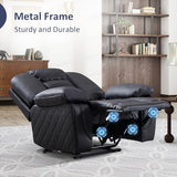 CANMOV Faux Leather Manual Recliner Chair, Single Sofa Chair with Comfortable Armrest and Backrest, Home Theater Seating for Living Room, Bedroom, Black
