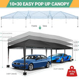 COBIZI 10x30 Canopy Party Tent with 8 Walls 10x30 Pop Up Canopy for Parties Waterproof UPF 50+ Outdoor Commercial Event Tent for Party Backyard Gazebo Canopy with Sidewalls & Sandbags(Black,10x30ft COBIZI