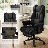 Big and Tall Office Chair 400LBS with Foot Rest & Waist Lumber Support, Ergonomic Gaming Chair with 2D Armrests, High-Back Leather Reclining Executive Chair for Home, Office, Black ChaGeer