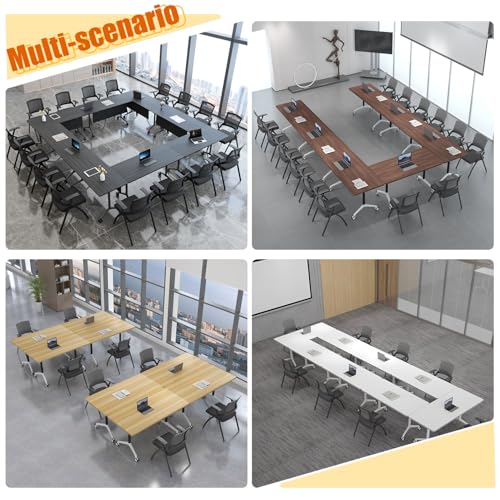 Modular Conference Table,Flip Top Mobile Meeting Table with Wheels,Folding Conference Room Tables,Modern Stackable Training Seminar Tables for Classroom,Meeting Room & Executive Room (6, D, 70.8in) MSFDC