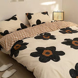 Pureant Black Sunflower Comforter Sets Twin Black and White Floral Bedding Comforters Cotton Women Girls Boho Black Botanical Quilts Large Flower Blankets Garden Adults Teens Bohemian Rustic Bedding Pureant