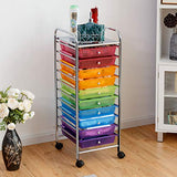 Giantex 10 Drawer Rolling Storage Cart Scrapbook Paper Office School Organizer (Multicolor) Giantex