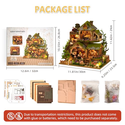 LogicTwist DIY Miniature House Kit with LED Lights, Forest Adventure Wooden Mini House Building Kit for Adults & Teens, Creative Crafts for Women, Friends & Hobbyists