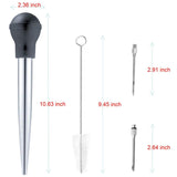 Turkey Baster for Cooking, Stainless Steel Turkey Baster Syringe with Cleaning Brush and Marinade Injector, Black iKusor