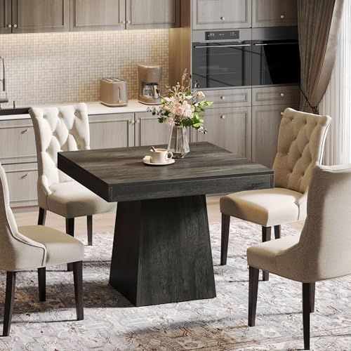 Tribesigns Square Dining Table for 4, 31.5-Inch Small Kitchen Table with Sturdy Pedestal Base, Farmhouse Dinner Table for Dining Room, Living Room, Kitchen (Gray) Tribesigns