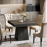 Tribesigns Square Dining Table for 4, 31.5-Inch Small Kitchen Table with Sturdy Pedestal Base, Farmhouse Dinner Table for Dining Room, Living Room, Kitchen (Gray) Tribesigns