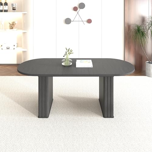 62.99"-78.7" Oval Extendable Dining Room Table for 6 8 10, Modern Farmhouse Wooden Kitchen Expanding Table, Long Large Expandable Dining Room Conference Tables for Home Office Pvillez