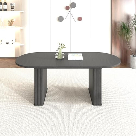 62.99"-78.7" Oval Extendable Dining Room Table for 6 8 10, Modern Farmhouse Wooden Kitchen Expanding Table, Long Large Expandable Dining Room Conference Tables for Home Office Pvillez