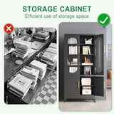 Lusiwry 71”H Metal Storage Cabinet with Lock Glass Doors and Shelves,Steel Garage File Cabinets, Kitchen Pantry Cabinet Tall Locker Organizer for Home, Office, Warehouse,Tool（Black） Lusiwry