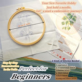 FONNUY Green Plants Embroidery Kit, Cross Stitch Kits for Beginners, Handmade Crafts with Printed Patterns for Beginner Adults, Easy to Follow Color Thread Needlework, 8'' Hoop (Drooping Leaves)