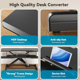 JYLH JOYSEEKER 35" Standing Desk Converter, Height Adjustable Desktop Riser with Keyboard Tray for Two Monitors, Sit to Stand up Computer Workstation for Home Office, Black JYLH JOYSEEKER