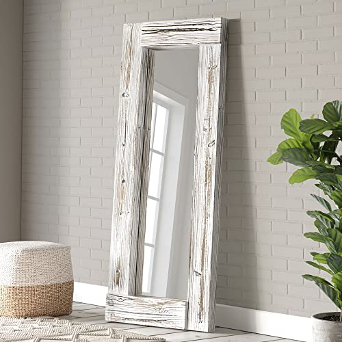 Barnyard Designs Rustic Farmhouse Full Length Mirror - Wood Frame Floor Standing Bedroom Mirror (58" x 24" / White) - WoodArtSupply