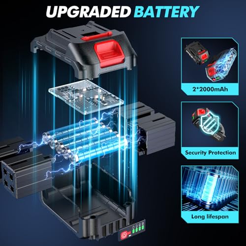 Seesii Mini Chainsaw Cordless 6-inch, Handheld Electric Power Chain Saw with 2 Batteries, for Tree Trimming Wood Cutting, Best Gifts for Dad, Husband Seesii