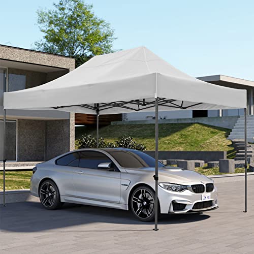 COBIZI 10x15 Heavy Duty Pop up Canopy Tent Easy Up Commercial Outdoor Canopy Wedding Party Tents for Parties All Season Wind & Waterproof Gazebo with Carry Bag, White(Frame Thickened) COBIZI