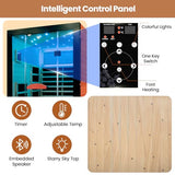 SAUNA Infrared Sauna 2 Person 2000W Low-EMF Wooden Home Spa Room Okoume Wood Indoor Dry Saunas with Intelligent Control Panel/Speaker/7-Colorful Starry Sky Light Two Person Sauna 47.3*41.3*74.8 IN HOSAUNA