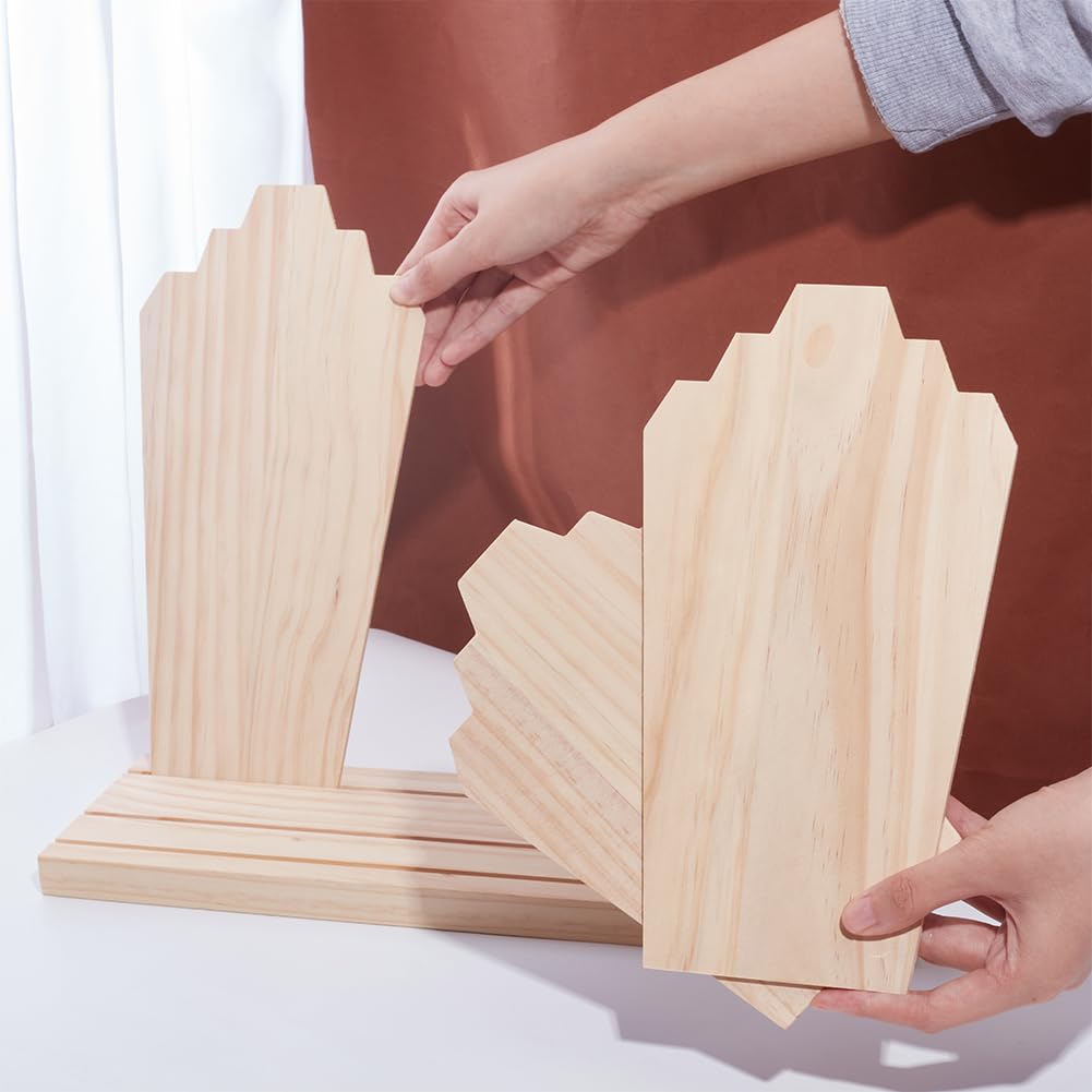 PH PandaHall Wood Necklace Display Stands with 3-Row Holder and 3 Removable Displays Wood Plank Necklace Storage Holder Bust Easel Jewelry Display for Necklaces, Rings Storage, Blanched Almond PH PandaHall
