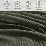 Geniospin King Size Comforter Set- 7 Piece Dark Green Textured King Bedding Set, Soft Solid Bed in a Bag for All Season, King Comforter Set with Sheets(Dark Green,102''x90'') Geniospin