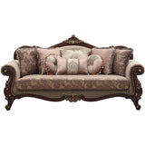 Acme Mehadi Velvet Upholstered Sofa with 8 Pillows in Walnut Acme