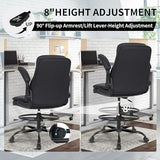 Misolant Drafting Chair, Tall Office Chair for Standing Desk, High Leather Executive Office Chair with Adjustable Height and Flip-up Armrest for Counter Height Desk Misolant
