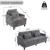 AZSJML 2 Pieces Sofa Couch Set for Living Room, 68'' Mid Century Modern Loveseat and Accent Chair Set, Chenille Sofa Comfy Cloud Couch with Deep Seats for Small Spaces Apartment Bedroom, Grey AZSJML