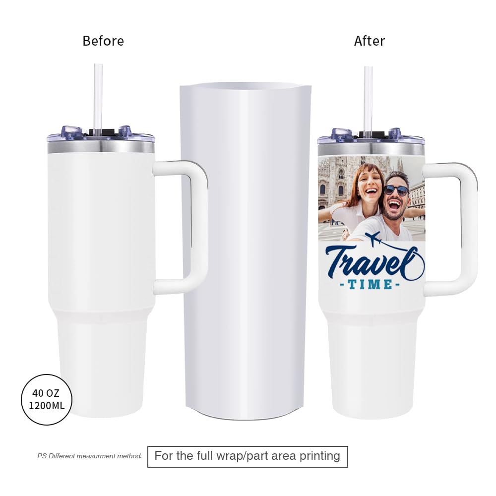 PYD Life Sublimation Shrink Wrap Sleeve White Bags 11.8 x 7 Inch for 40 OZ Tumbler with Handle,Sublimation Mugs Cups Tumblers Water Bottles Print by Sublimation Oven 50 PCS PYD Life