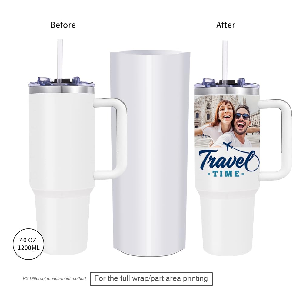 PYD Life Sublimation Shrink Wrap Sleeve White Bags 11.8 x 7 Inch for 40 OZ Tumbler with Handle,Sublimation Mugs Cups Tumblers Water Bottles Print by Sublimation Oven 50 PCS