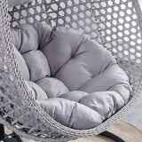 Egg Swing Chair Outdoor with Stand, Hanging Egg Rattan Basket Chair with Cushion and Pillow, Lounge Chairs for Backyard Sunroom Patio Balcony Bedroom (Grey)