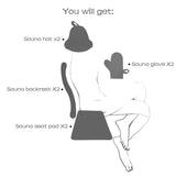 Red Cedar Sauna Back Rest Accompanied by an Anti-Slip Rubber Pad for Enhanced Stability, Includes Accessories as a Sauna Hat, Seat Pad, and Glove, Sauna Accessory Set. (2 Sets) WoodArtSupply