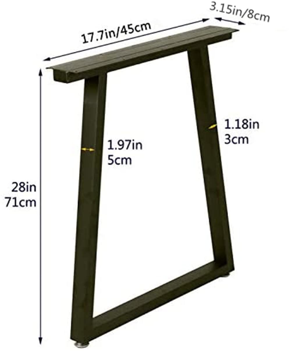Metal Legs for Table Trapezoid Shape 28" H Tall Metal Table Leg Heavy Duty Metal Desk Legs Industrial Table Legs Set of 2,Black TIEOU